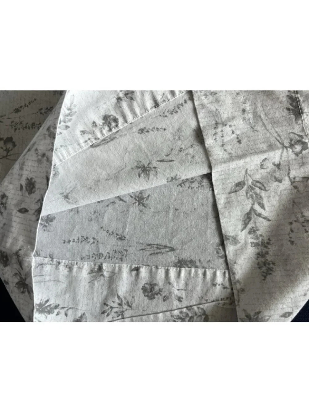 BOTANICAL Pillowcase Pair Standard Size Gray White Script Garden Floral Flowers